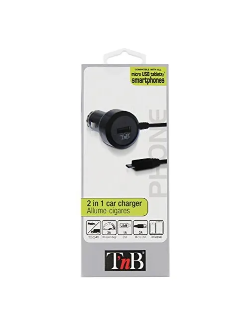Chargeur voiture 3A USB & micro USB TNB