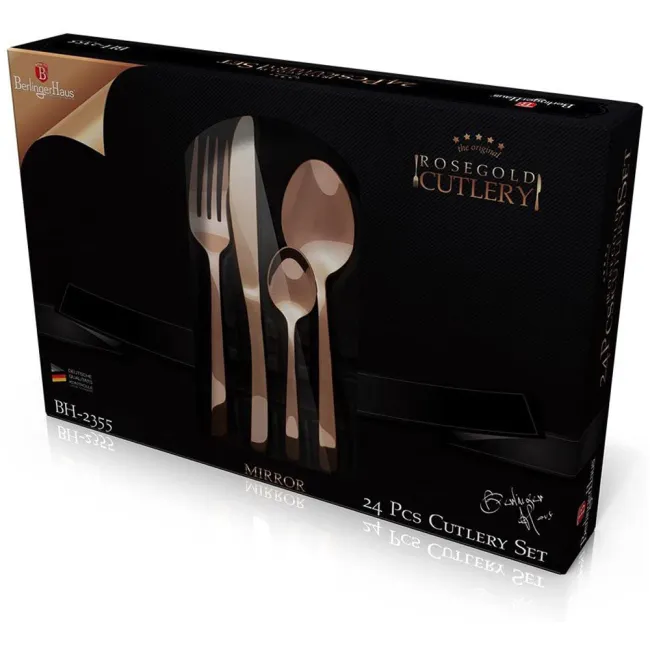 SET DE CUILLIERE DE 24 PCS ROSE GOLD MIRROR BERLINGERHAUS