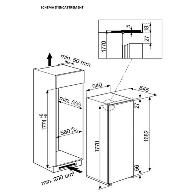 CONGELATEUR VERTICAL INTEGRABLE NF  A+ WHIRLPOOL