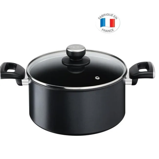 FAITOUT 24CM+CV VERRE ANTIADHESIF - INDUCTION TEFAL