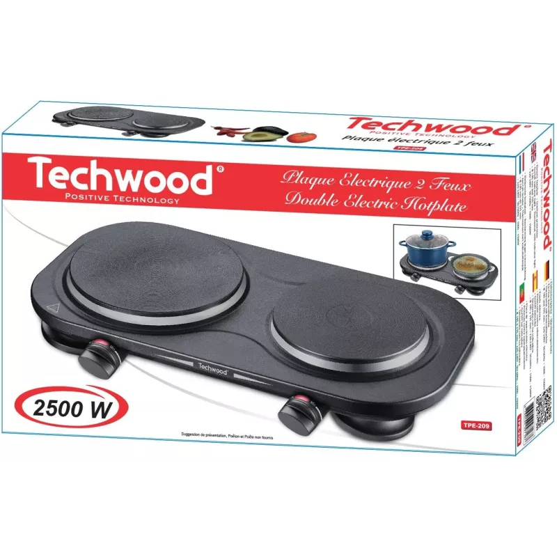 PLAQUE ELECTRIQUE NOIR 2 F TECHWOOD