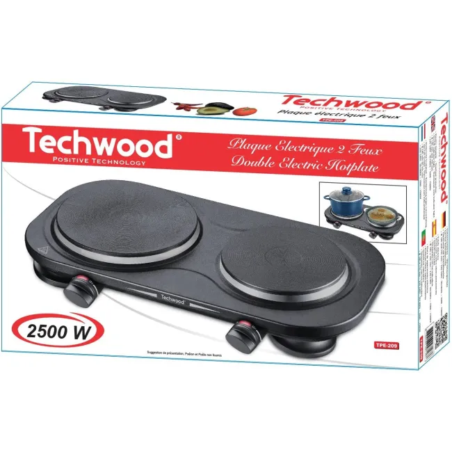 PLAQUE ELECTRIQUE  NOIR 2 F TECHWOOD