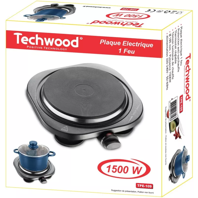 PLAQUE ELECTRIQUE NOIR 1 F TECHWOOD