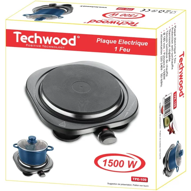 PLAQUE ELECTRIQUE  NOIR 1 F TECHWOOD