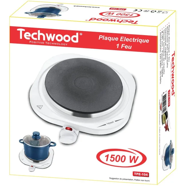 PLAQUE ELECTRIQUE BLANCHE 1 F TECHWOOD