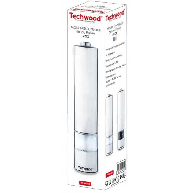 MOULIN ELECTRIQUE SEL ET POIVRE INOX TECHWOOD