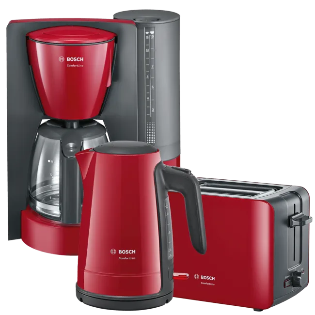 TRIO CAFETIERE TKA6A044+BOUILLOIRE TWK6A014+TOASTER TAT6A114 BOSCH