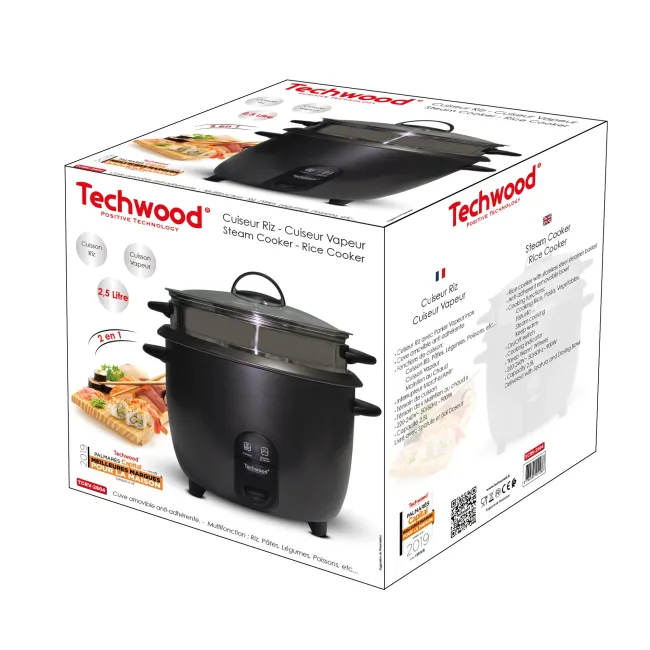 CUISEUR A RIZ AVEC PANIER VAPEUR INOX TECHWOOD