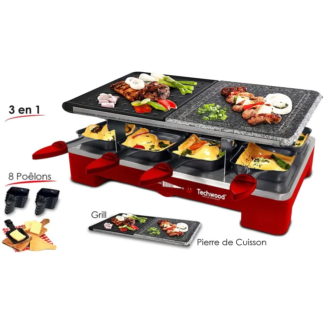 RACLETTE 8 POELONS ROUGE TECHWOOD