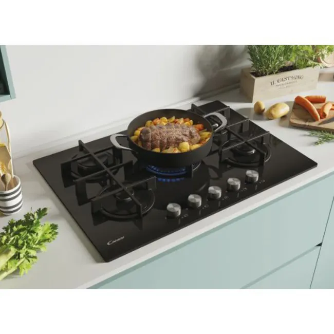 TABLE DE CUISSON 5 FEUX GAZ ON GLASS NOIR 33803072 CANDY