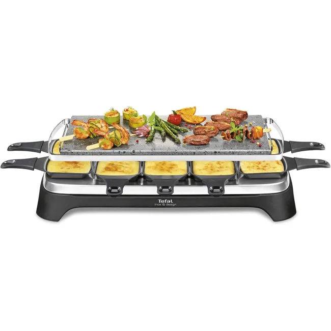 RACLETTE PIERRADE GRILL INOX & DESIGN 10 COUPELLES 3EN1 TEFAL