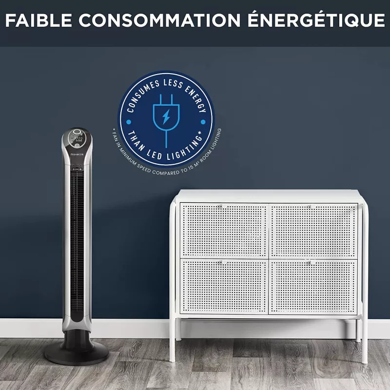 Ventilateur Colonne Rowenta Eole Compact - 6 Vitesses, Silencieux (35dB), économe - Rafraîchissement Jusqu'à 5m