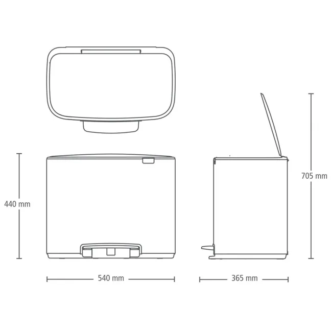 Poubelle à Pedale Bo 36L Platinium BRABANTIA