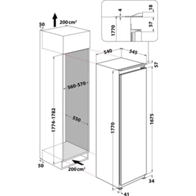 REFRIGERATEUR INTEGRABLE  SP 6°SENS FRESHCONTROL A+ WHIRLPOOL