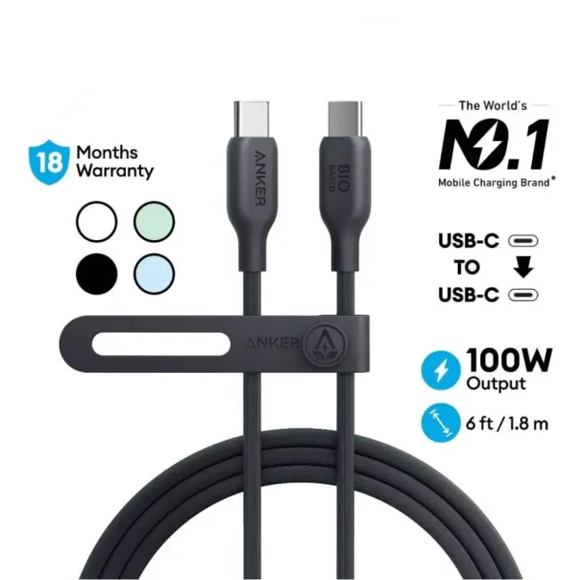 Anker 544 USB-C to USB-C Cable (Bio-Based 6ft) Black 194644103552