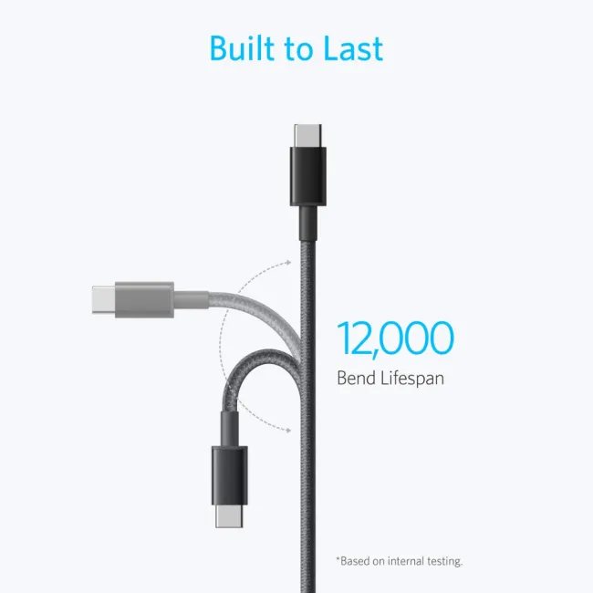 Anker New Nylon USB-C to USB-C 2.0 Cable 3.3ft Black 194644187255