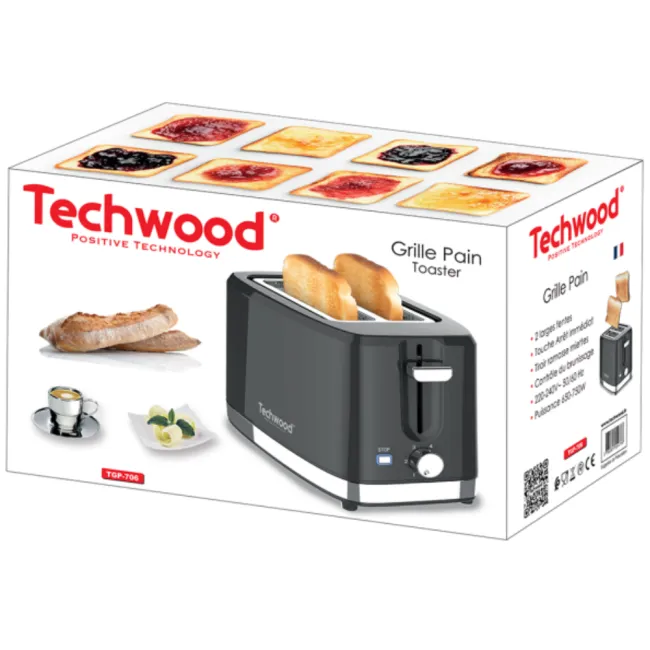 GRILLE PAIN NOIR 750W TECHWOOD