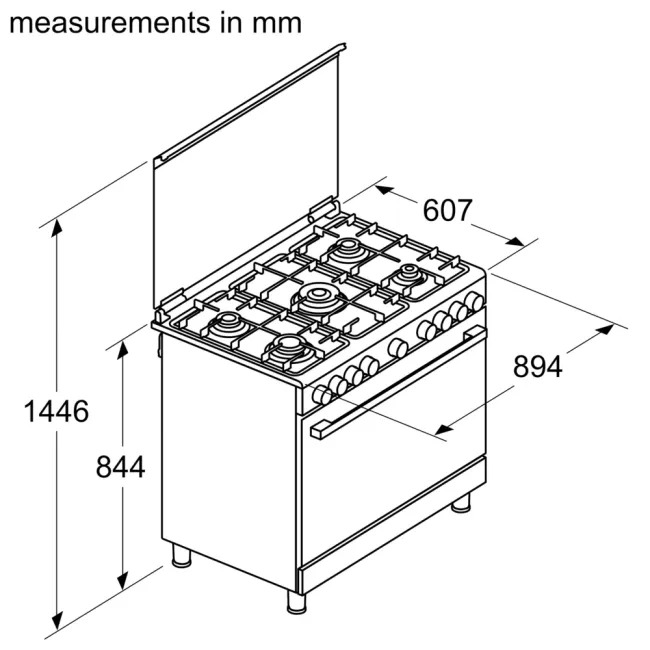 CUISINIERE AU GAZ 5F INOX BOSCH
