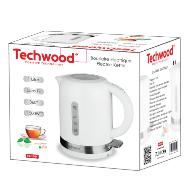 BOUILLOIRE ELECTRIQUE BLANC 1L 1500W TECHWOOD