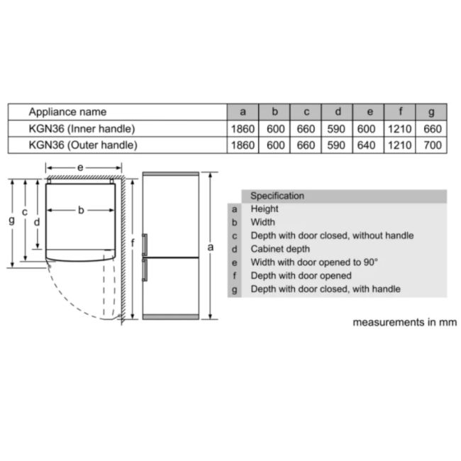COMBINE 186X60 CM INOX BOSCH