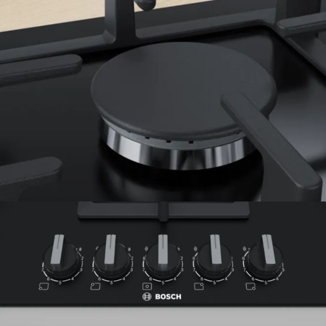TABLE DE CUISSON 90CM EN VERRE GAZ NOIR BOSCH