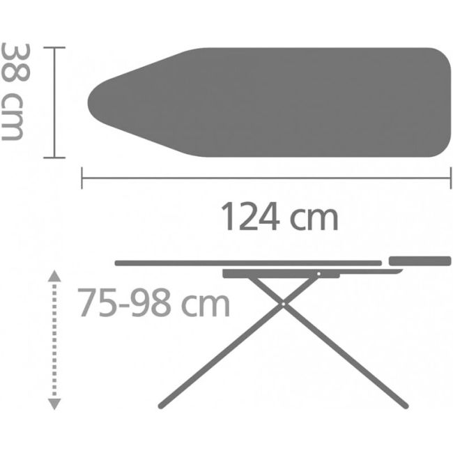 TABLE A REPASSER B, 124X38CM DENIM BLACK BRABANTIA