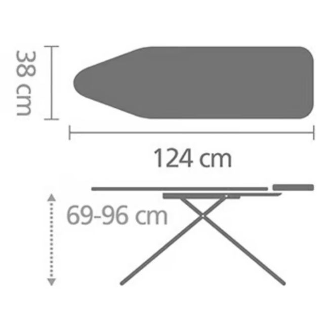 TABLE A REPASSER C, 124X45CM DENIM BLUE BRABANTIA
