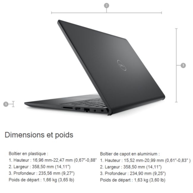 PC PORTABLE VOSTRO 3520 15.6" i3-1215U 4GB 256GB WIN11 DELL