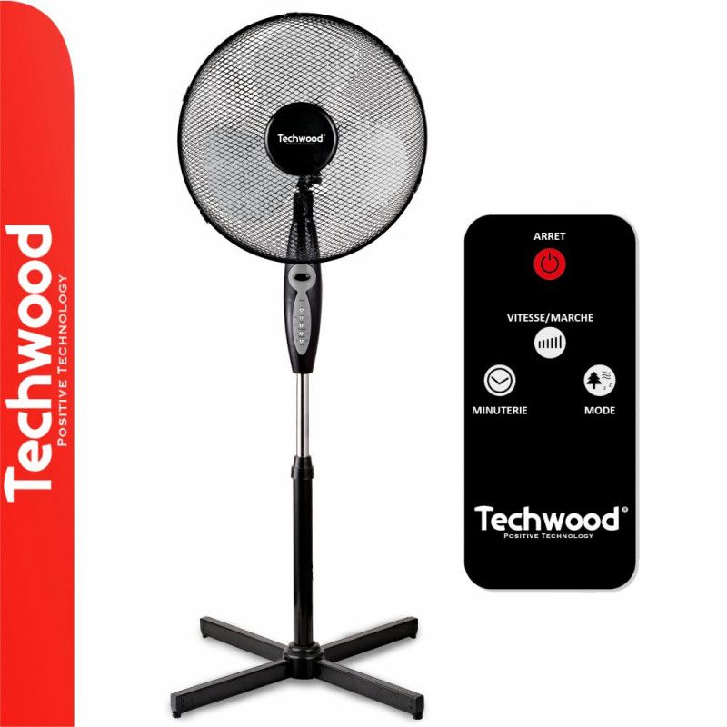 VENTILATEUR SUR PIED 40CM AVEC TELECOMMANDE TECHWOOD
