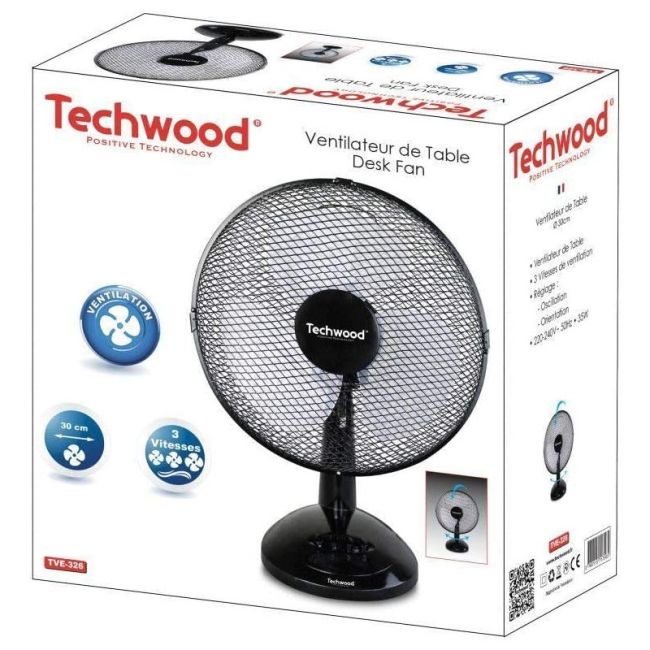 VENTILATEUR DE TABLE 30 CM BLANC TECHWOOD