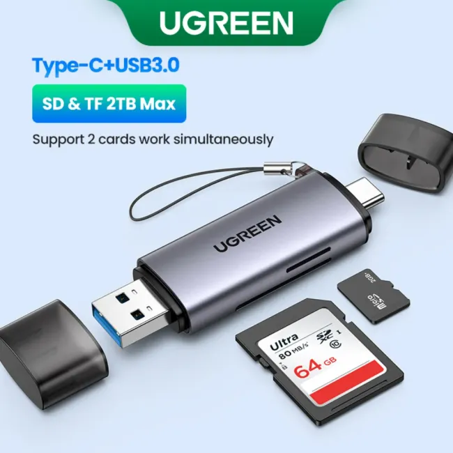 LECTEUR DE CARTE MEMOIRE SD TF USB-C USB 3.0 UGREEN