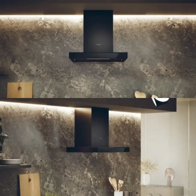 HOTTE CHEMINEE I-Clean série 4 Verre Noir 90 cm A+HAIER