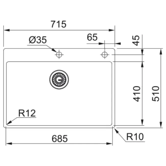 EVIER SLIMTOP SOUS PLAN 127.0369.284 FRANKE