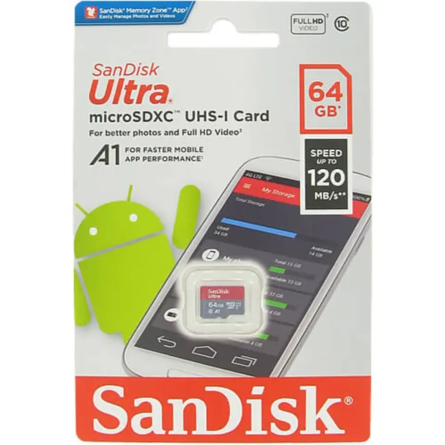 CARTE MEMOIRE ULTRA MicroSDXC 64GB, C10 SANDISK