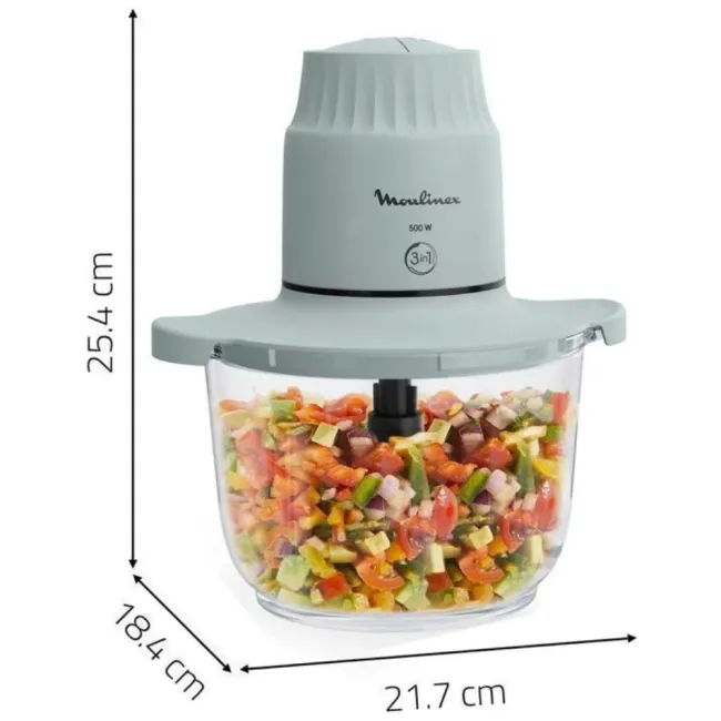 HACHOIR CHOPPEO 3EN1 4LAMES 500W BOL EN VERRE 2L MOULINEX
