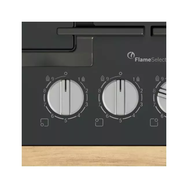 TABLE DE CUISSON NOIR EN VERRE GAZ 60CM BOSCH