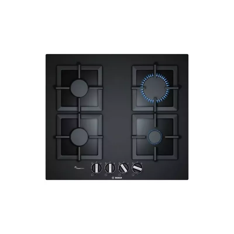 TABLE DE CUISSON NOIR EN VERRE GAZ 60CM BOSCH