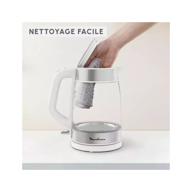 BOUILLOIRE EN VERRE 1.7L 2200W BLANC/SILVER MOULINEX