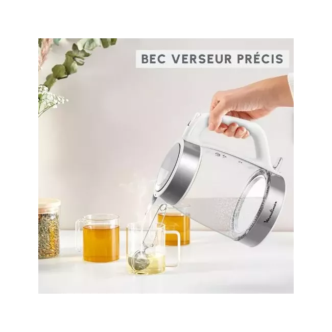 BOUILLOIRE EN VERRE 1.7L 2200W BLANC/SILVER MOULINEX