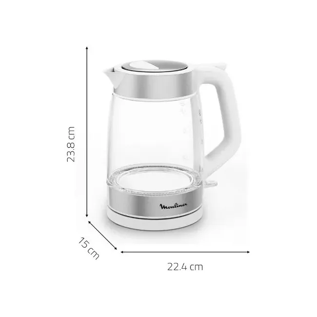 BOUILLOIRE EN VERRE 1.7L 2200W BLANC/SILVER MOULINEX