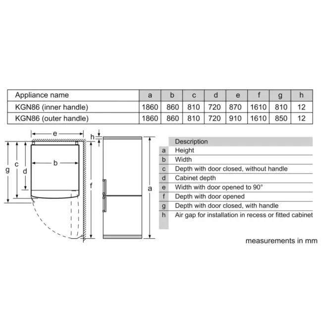COMBINE BOTTOM FREEZER INOX 86CM EASY CLEAN A++ BOSCH