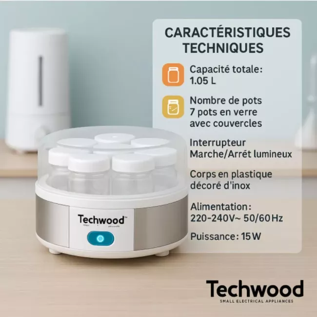 YAOURTIERE 7 POTS EN VERRE TECHWOOD