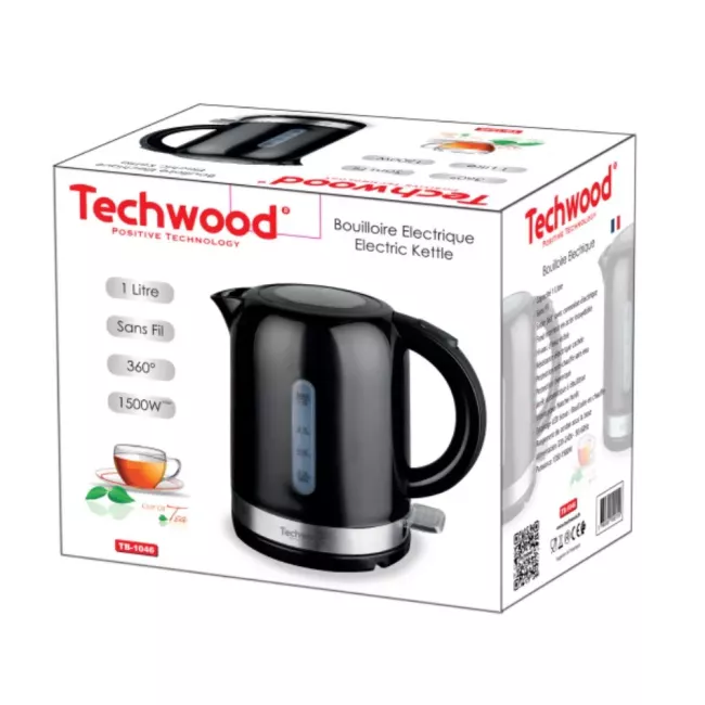 BOUILLOIRE ELECTRIQUE NOIR 1L 1500W TECHWOOD