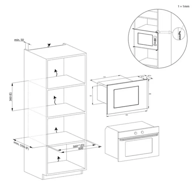 MICRO ONDES ENCASTRABLE 25L NOIR CANDY