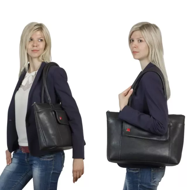 SAC PC PORTABLE NOIR POUR FEMME 15,6" - GF EN CUIR RIVACASE