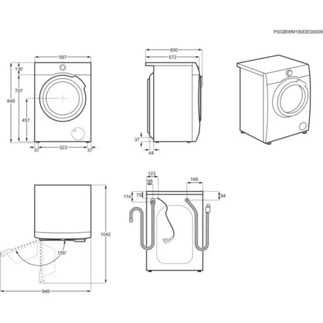 LAVE LINGE 8KG/1400 Trs FRONTALE SILVER ARTHUR MARTIN