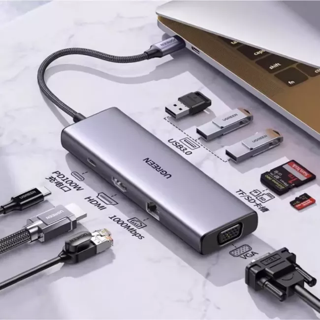 STATION D'ACCUEIL USB-C TO HDMI VGA ETHERNET 3 USBA 3.0 UGREEN