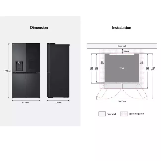 REFRIGERATEUR SIDE BY SIDE INSTAVIEW NOIR AVEC DISTRIBUTEUR LG