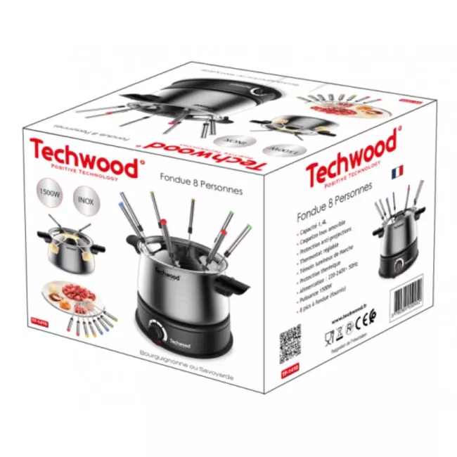 FONDUE  8 PERSONNES INOX 1.4L TECHWOOD