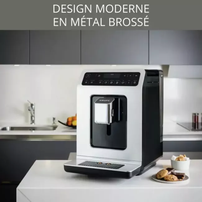 ESPRESSO FULL AUTO EVIDENCE SILVER/NOIR AVEC POT LAIT INOX KRUPS